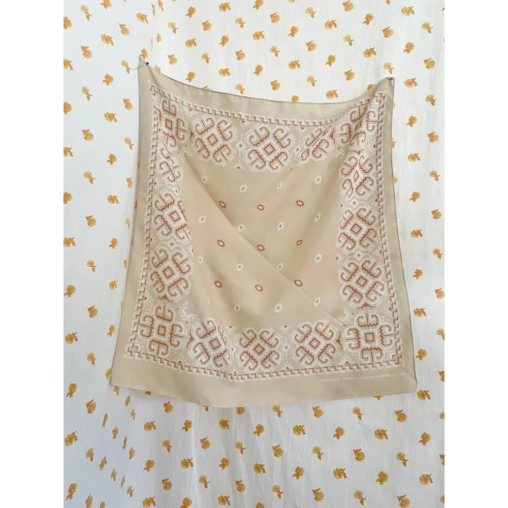 Vintage USA Made Southwestern Geometric Bandana Scarf 21”